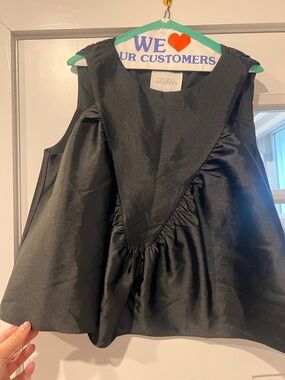 Anthropologie Mare Mare label  Black Satin Sleeveless Peplum Top never worn!!